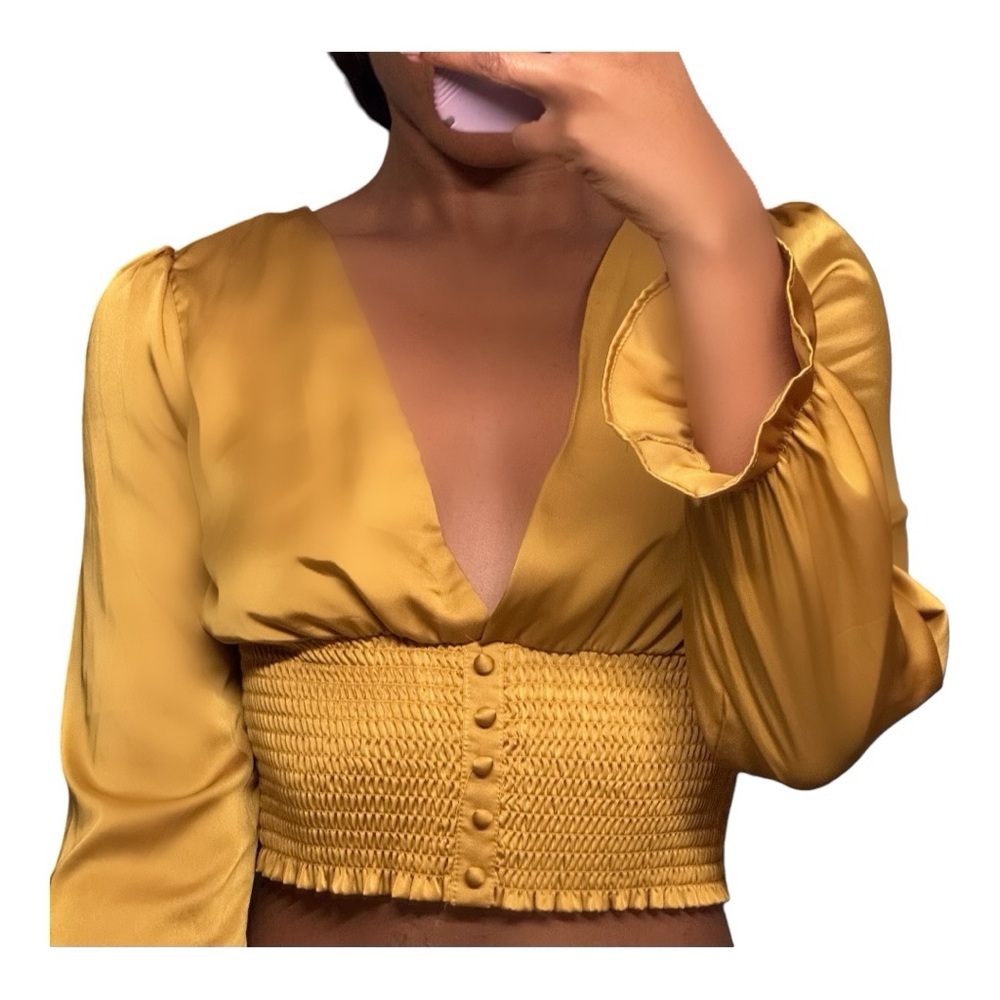 “Pretty in Silk” - yellow crop top